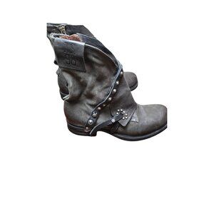 A.S.98 Sheffield Grunge Baggy Motorcycle Distressed Leather Boots Size 39 EU